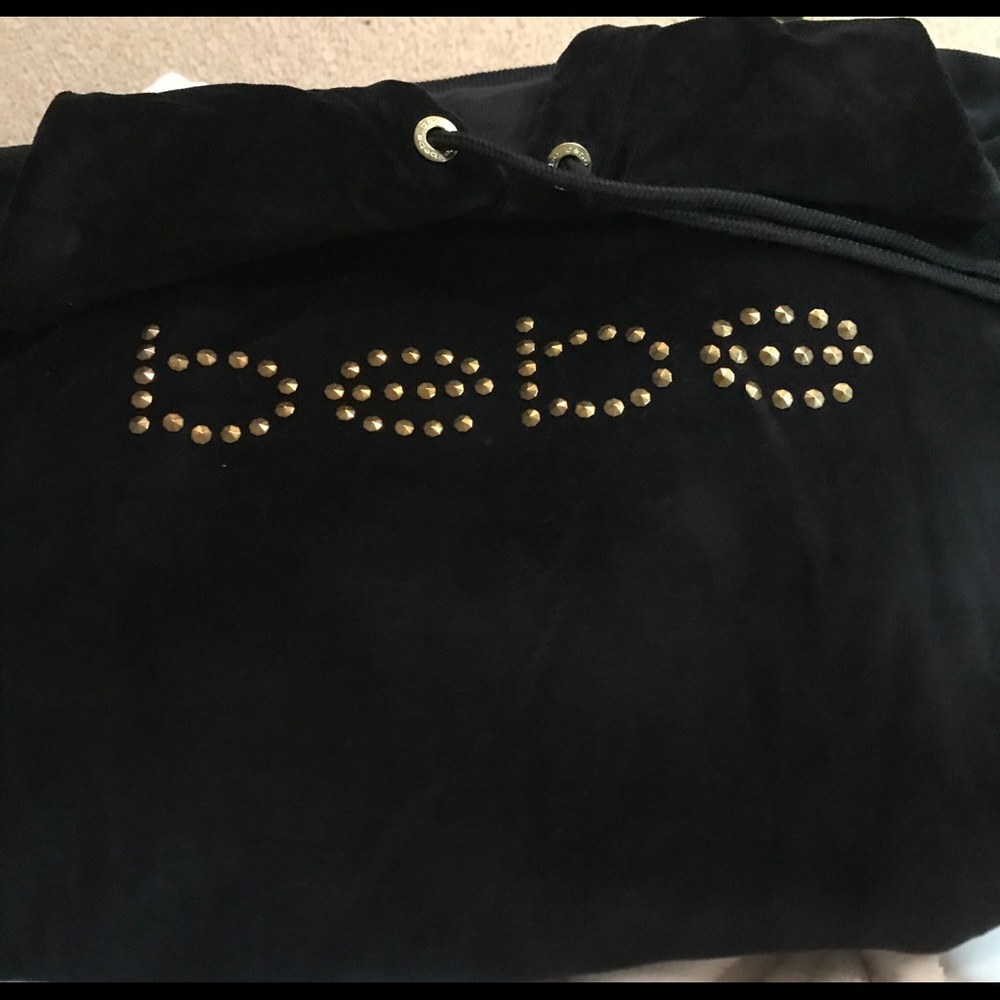 bebe drawstring velour hoodie